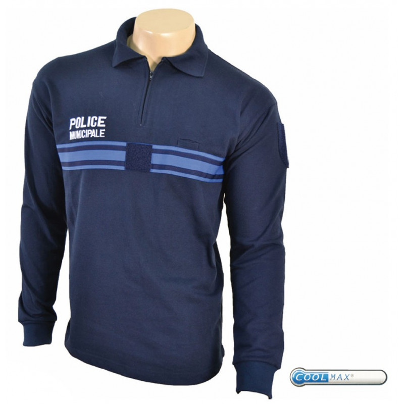 POLO COOLMAX® COL ZIP MANCHES LONGUES