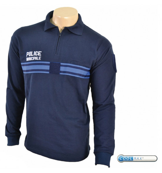 POLO COOLMAX® COL ZIP MANCHES LONGUES