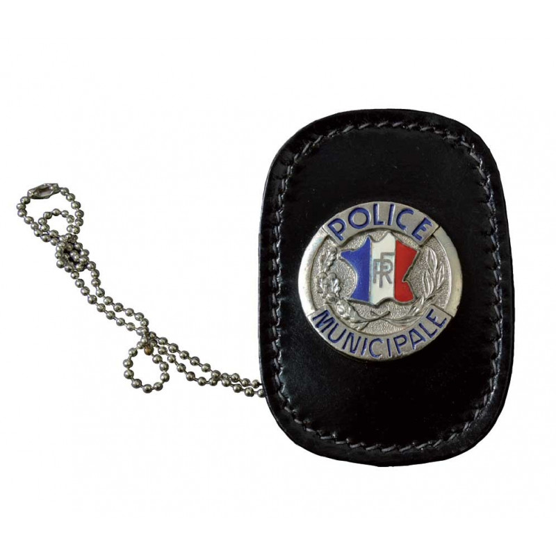 PORTE-CARTES AVEC CHAINE et MEDAILLE POLICE