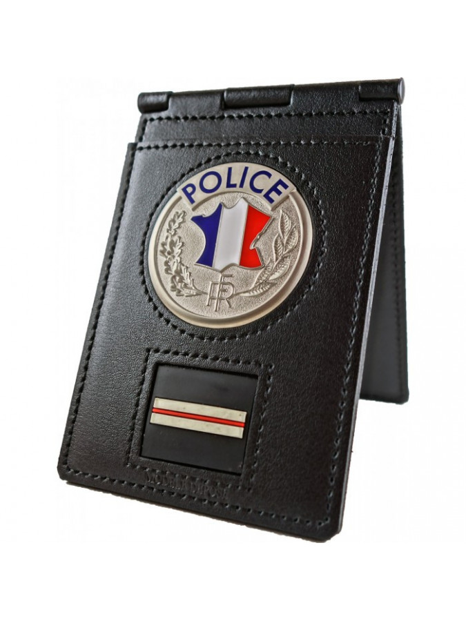 Porte-carte tour de cou avec chaînette Police + porte-médaille de ceinture  cuir
