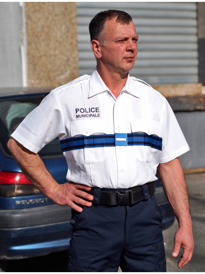 CHEMISE TYPE US BLANCHE POLICE MUNICIPALE MANCHES COURTES