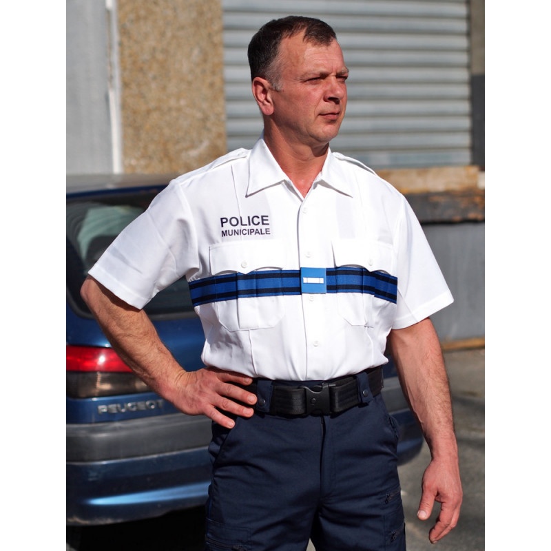 CHEMISE TYPE US BLANCHE POLICE MUNICIPALE MANCHES COURTES