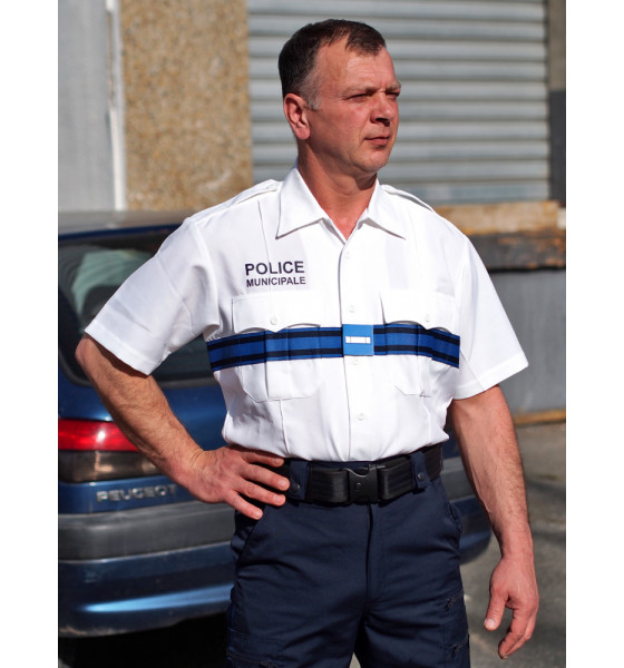 CHEMISE TYPE US BLANCHE POLICE MUNICIPALE MANCHES COURTES
