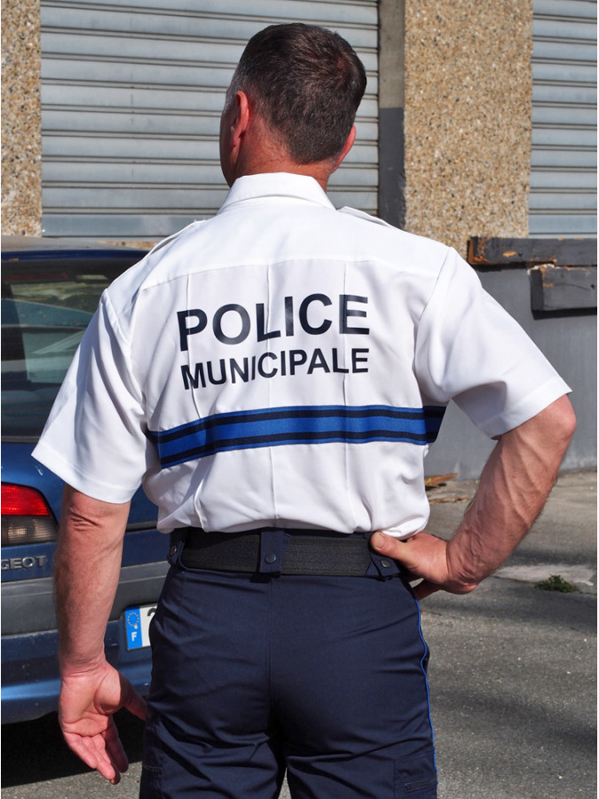 CHEMISE TYPE US BLANCHE POLICE MUNICIPALE MANCHES COURTES