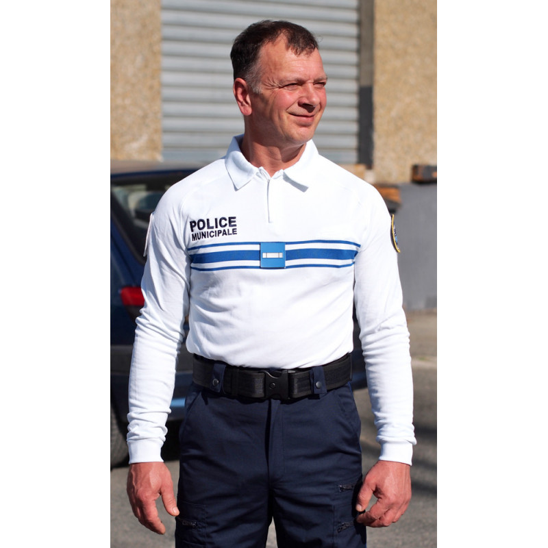 POLO COOLMAX® BLANC COL ZIP MANCHES LONGUES