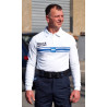 POLO COOLMAX® BLANC COL ZIP MANCHES LONGUES