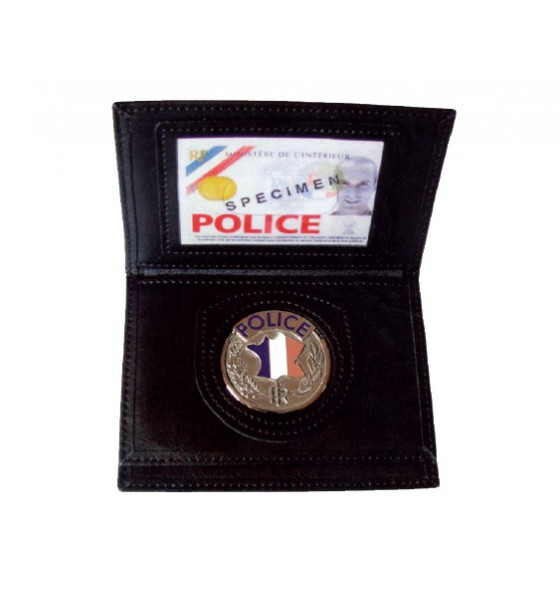 Porte Carte Cuir Police Nationale France Noir