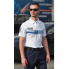 polo coolmax blanc col zip manches courtes